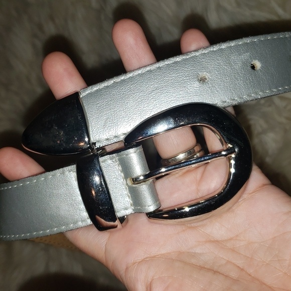 Vintage leather made in canada silver belt  with silve buckle small - Picture 1 of 8